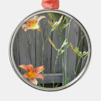 Fence with Lillies Metal Ornament
