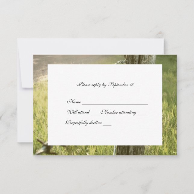 Fencepost, Barbed Wire Rustic rsvp with envelope (Front)