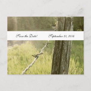 Fencepost Barbed Wire Rustic Save the Date Announcement Postcard