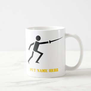 Fencer black silhouette fencing custom coffee mug