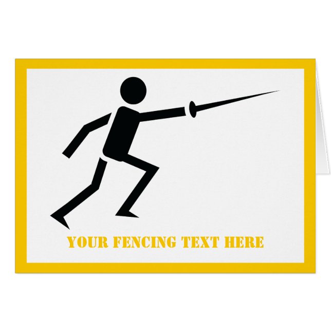 Fencer black silhouette with sword fencing card (Front Horizontal)
