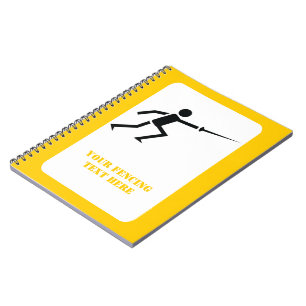 Fencer black silhouette with sword fencing custom notebook
