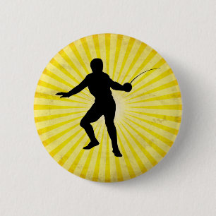 Fencer; Fencing; yellow 2 Inch Round Button