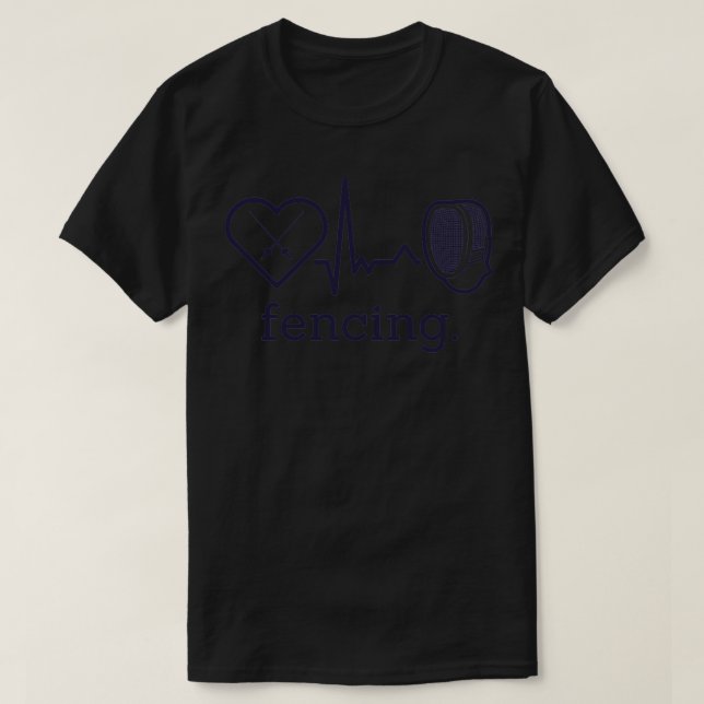 Fencer Heart Waves Swords Fencing T-Shirt (Design Front)