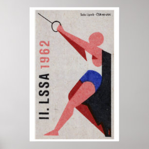Fencer Matchbox Art Print, Czech Vintage Poster