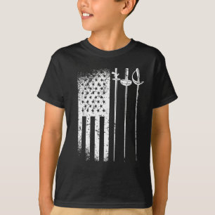 Fencing America Flag July 4 foil epee sabre T-Shirt