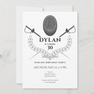 Fencing Birthday Party Foil Épée Sabre Tournament Invitation