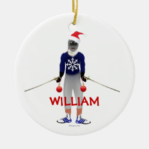 Fencing Christmas Custom Ceramic Ornament