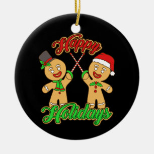 Fencing Christmas Gingerbread Men Holiday Xmas Ceramic Ornament