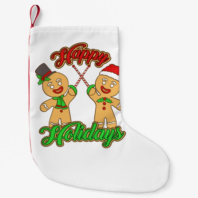 Fencing Christmas Gingerbread Men Holiday Xmas Small Christmas Stocking (Front)