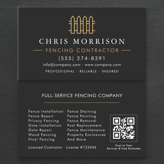 Fencing Contractor QR Code Business Card (Creator Uploaded)