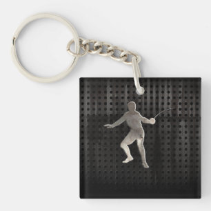 Fencing; Cool Black Keychain