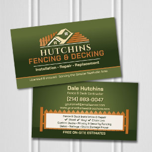 Fencing Decking Contractor Installation Repair Business Card