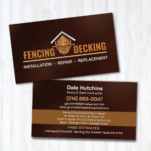 Fencing Decking Contractor Installation Repair Business Card