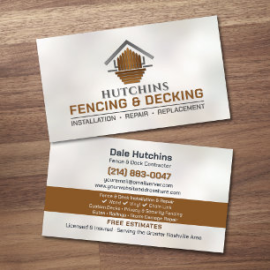Fencing Decking Contractor Installation Repair Business Card