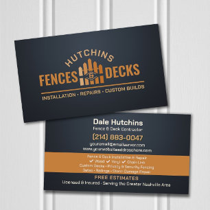 Fencing Decking Contractor Installation Repair Business Card