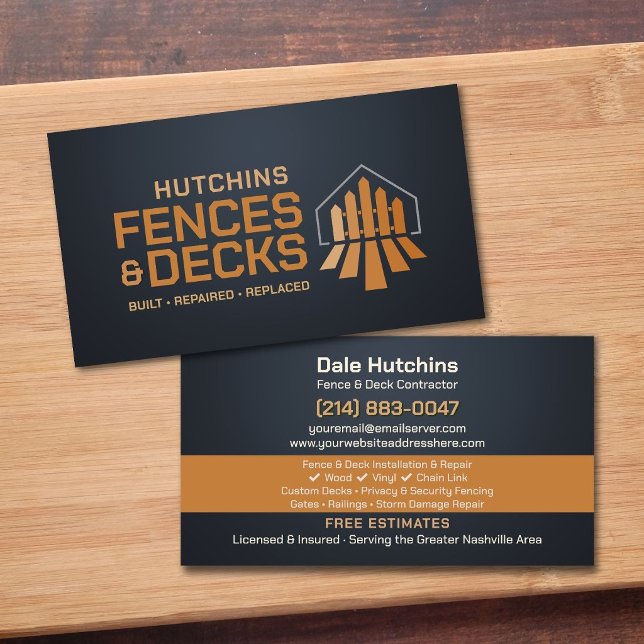 Fencing Decking Contractor Installation Repair Business Card (Creator Uploaded)