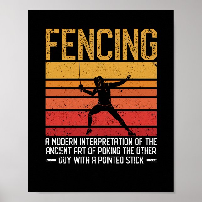 Fencing definition dictaphone fencer funny poster (Front)