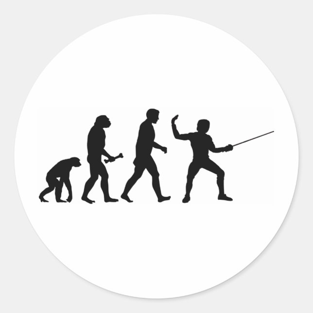 Fencing Evolution Classic Round Sticker (Front)