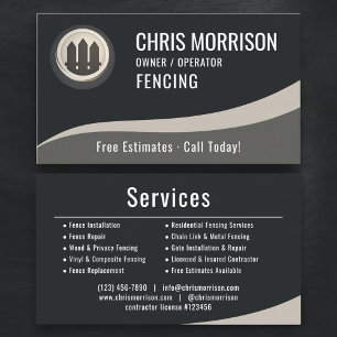 Fencing Fence Builder Repair Professional Business Card