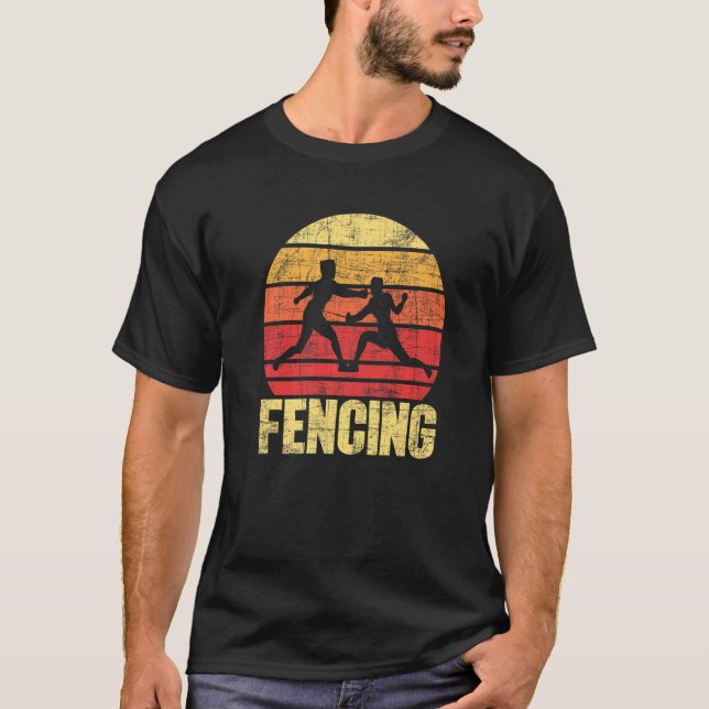 Fencing Fencer Swordsman Dueler Sabre Epee Rapier T-Shirt (Front)