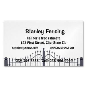Fencing Fences Custom  Magnetic Business Card