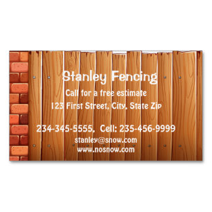 Fencing Fences Custom  Magnetic Business Card