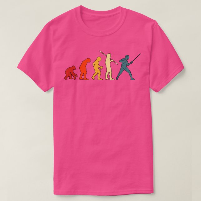 Fencing Fencing Retro Evolution Sword Sport Fencer T-Shirt (Design Front)