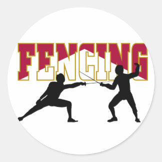 Fencing Match Classic Round Sticker