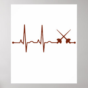 Fencing Sabre Shirt - Saber Style Fencing Heartbea Poster