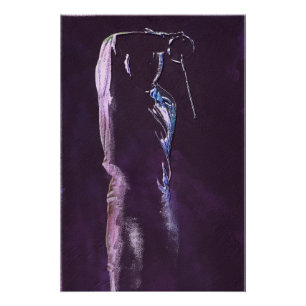 Fencing Silhouette Glossy Poster