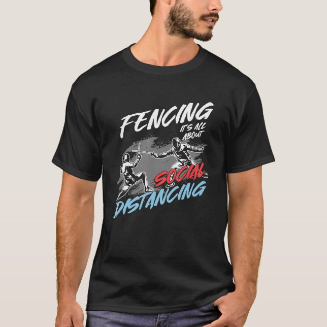 Fencing Social Distancing Fencer Fence Mask Long S T-Shirt (Front)