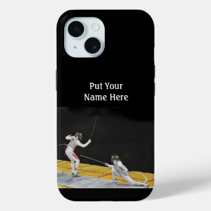 Fencing Sport of 2 duelers in action Personalize iPhone 15 Case