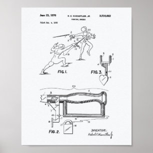 Fencing Swords 1970 Patent Art White Paper Poster