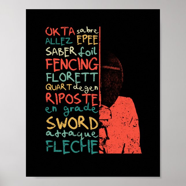 Fencing terms training fencer team foil poster (Front)