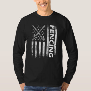 Fencing Us American Flag Fencer Sabre Rapier Duel T-Shirt