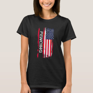 Fencing Usa Flag Mens Women T-Shirt