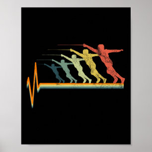 Fencing Vintage Heartbeat Gift Love Gift Poster