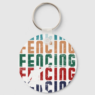 Fencing Vintage Retro Design Fencer Keychain
