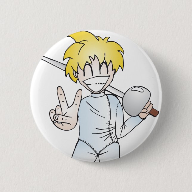 Fencing with Smile 2 Inch Round Button (Front)