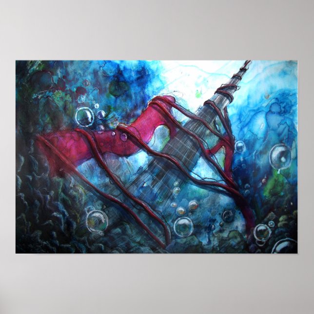 Fender Strat Watercolor Poster (Front)