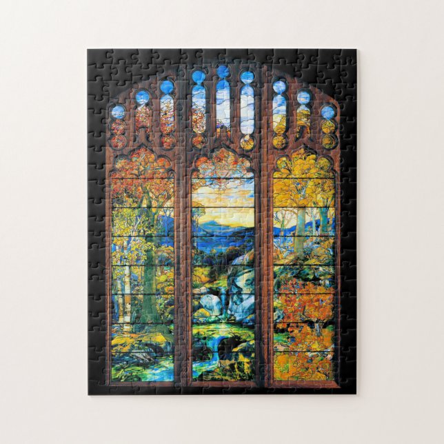 Fenêtre en verre tendu Tiffany Puzzle paysage de c (Vertical)