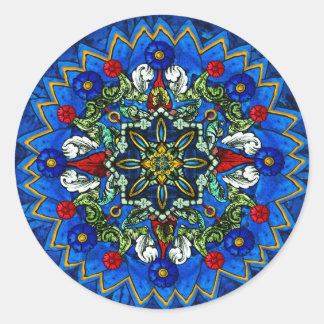 Fenêtre Rose en verre tendu Sticker Mandala