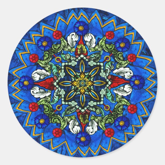 Fenêtre Rose en verre tendu Sticker Mandala (Devant)