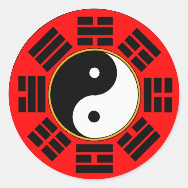 Feng Shui Bagua Trigram Yin Yang Classic Round Sticker (Front)