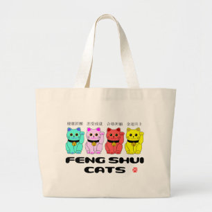 Feng shui cats-Beckoning cats Large Tote Bag