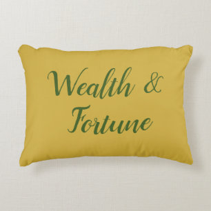 Feng Shui Gold & Green "Wealth & Fortune" Accent Pillow