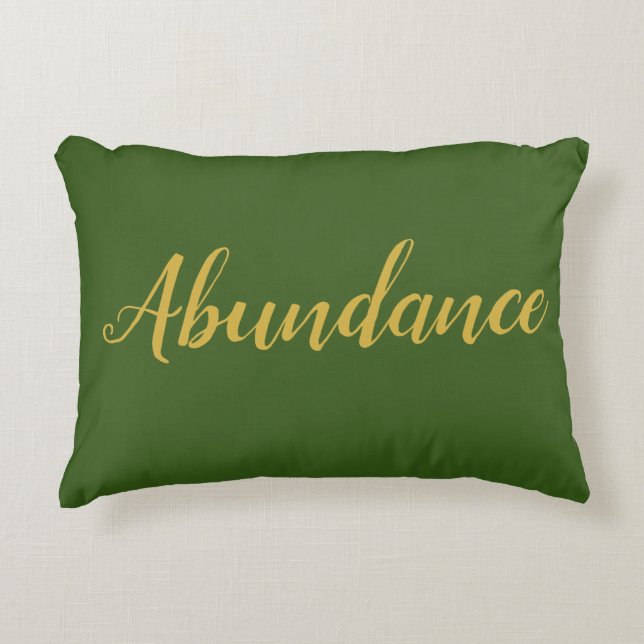Feng Shui Green & Gold "Abundance" Accent Pillow (Front)