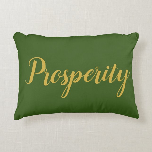 Feng Shui Green & Gold "Prosperity" Accent Pillow (Front)