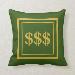Feng Shui Prosperity Green & Gold Throw Pillow